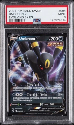 2021 POKEMON SWORD & SHIELD EVOLVING SKIES #094 UMBREON V PSA 9