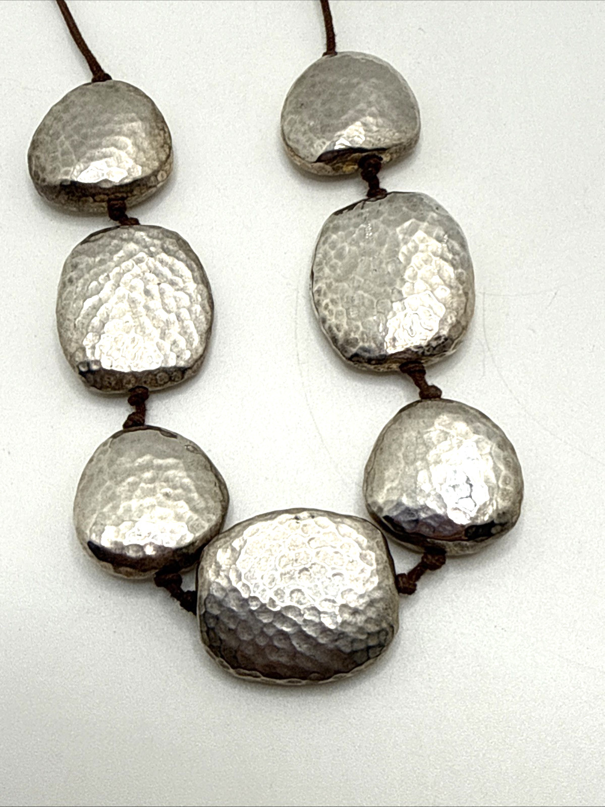Hammered Silver Plated Bead Statement Necklace St… - image 3