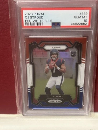 2023 Panini Prizm Red White Blue RWB #339 CJ Stroud RC Rookie Gem Mint PSA 10