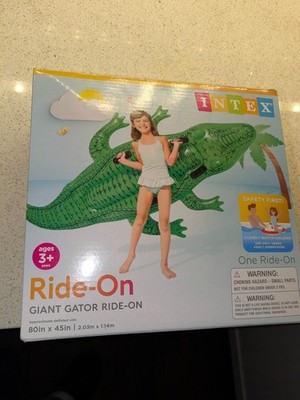NEW in Sealed Box-INTEX Inflatable 80''x45'' Giant Gator Ride On Age 3+ Pool Float