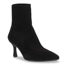 Women's Anne Klein Reesse Pointed Toe Dress Booties Black Microsuede