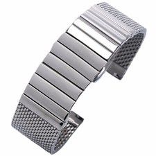 22mm Silver Milanese Mesh Web Strip Stainless Steel Watch Band Strap Bracelet B