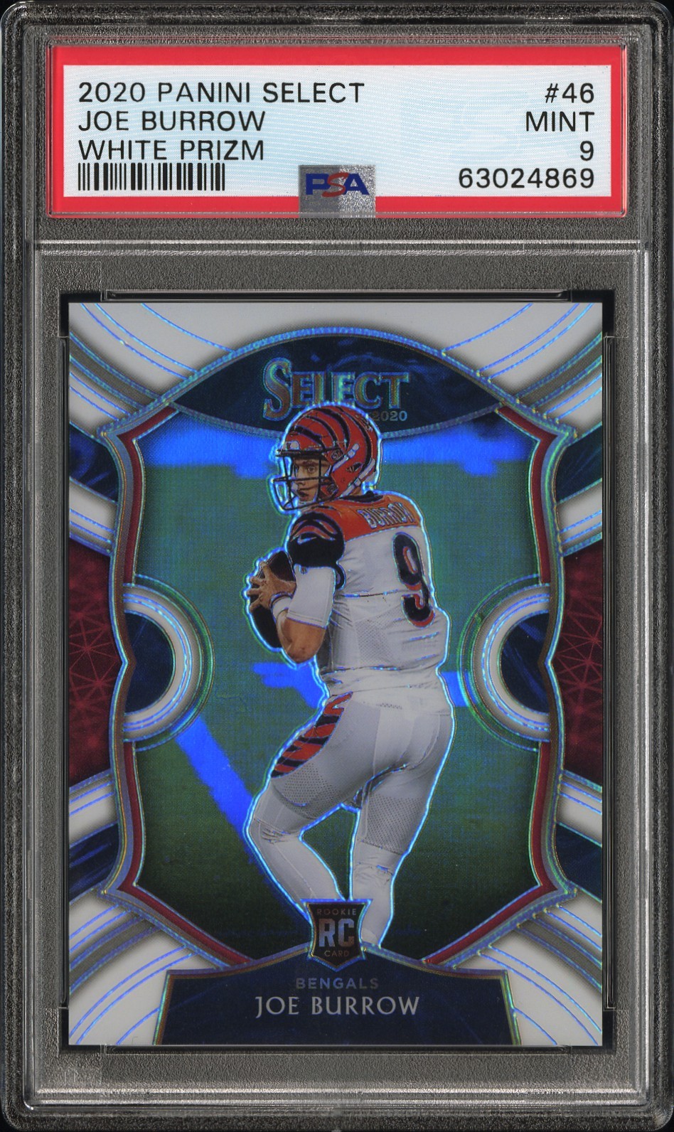 PSA 9 2020 Panini Select Joe Burrow White Prizm Concourse /35 Rookie RC #46