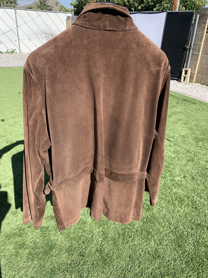 Chaqueta Bomber Polo Ralph Lauren Vintage Gamuza Cuero Para Hombre M Abrigo Forrado Marrón Foto 2 de 4