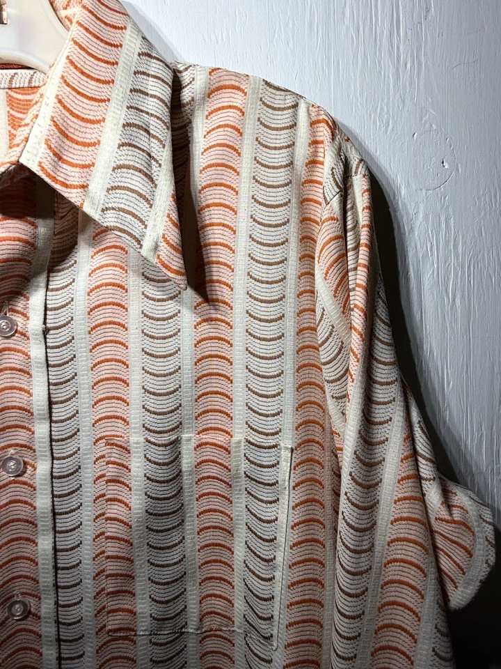 Camisa Vintage 417 Van Heusen Años 60 PARA HOMBRES GRANDE 16 1/2 x 35 Naranja Marrón Cuello A8 Foto 4 de 4