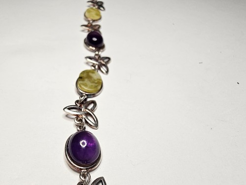 Vintage Sterling Silver Celtic Trinity Knot Bracelet w/ Amethyst - 7.5 in
