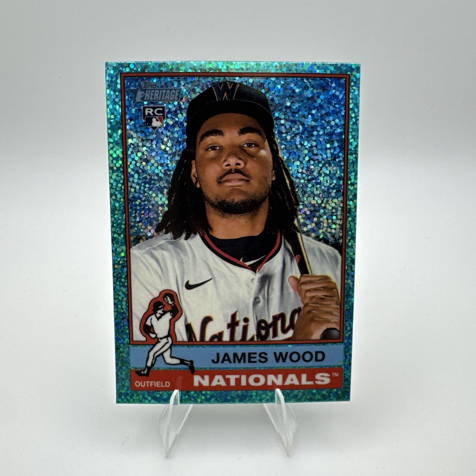 2025 Topps Heritage - James Wood #231 Chrome Aqua Sparkle Refractor (RC)