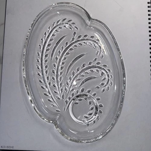 Vintage Federal Glass Homestead Wheat Snack Plate. Set of 8