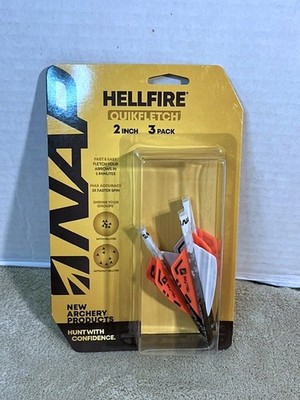 Hellfire Quickfletch Archery Hunting 2 Inch NAP Orange 3 Pack New