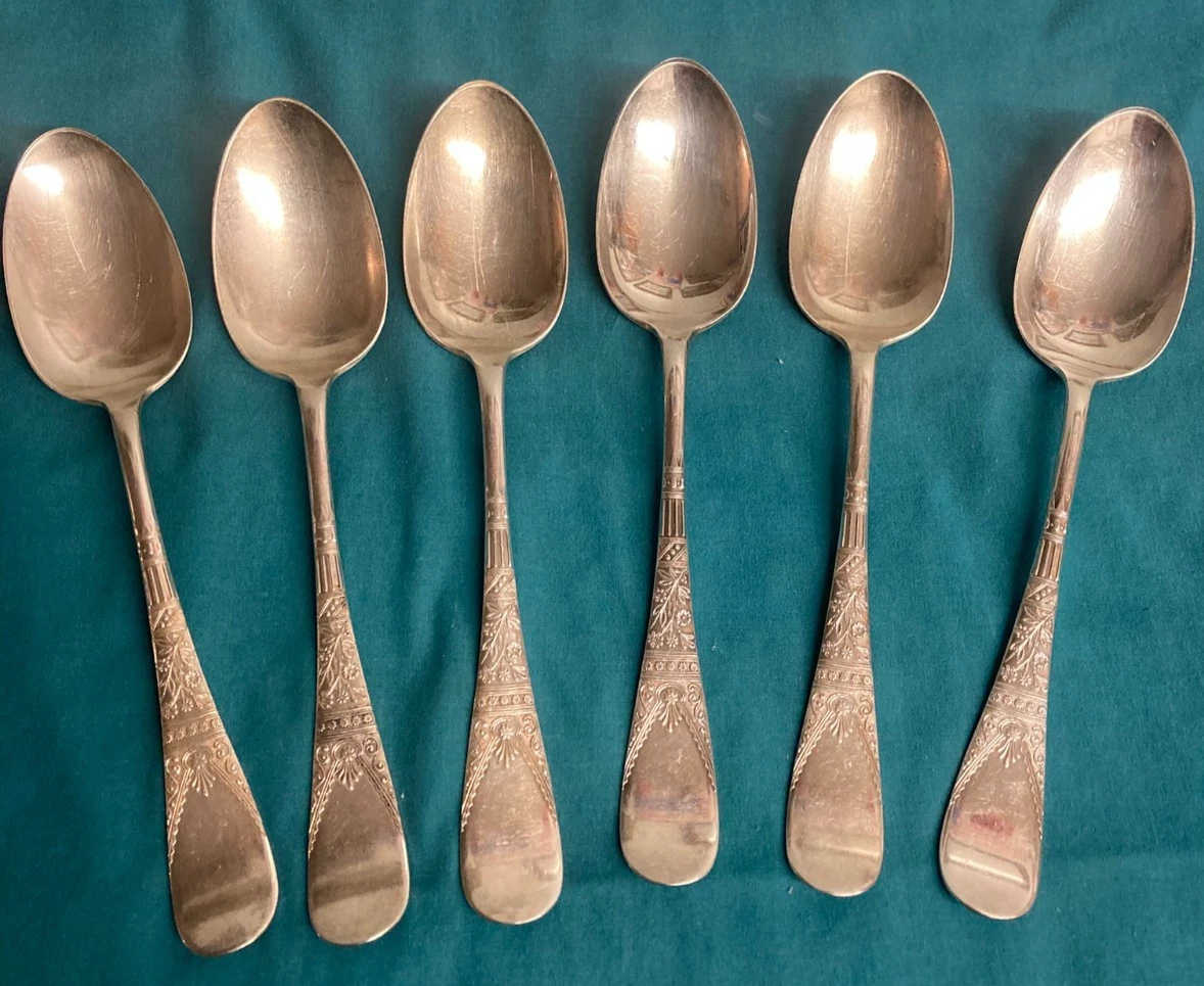 Antique/VTG 6Table Serving Spoons Rogers Bros A1 Silverplate 1878 Lorne Pattern