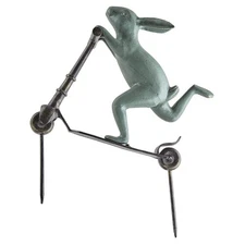 SPI Home Cast Aluminum Scooter Bunny Garden Sculpture 19 Inches Long