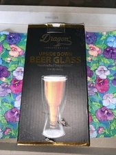 NEW in BOX Beer Glass Set Upside Down barware double insulated clear 13.5 oz