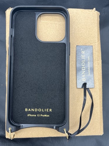 Bandolier iPhone 15 Pro Max Crossbody Phone Case Black Leather New / No Strap / - Zdjęcie 2 z 2
