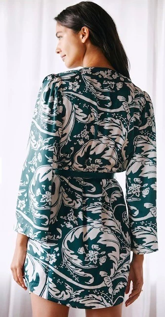 By Anthropologie women Green Embroidered Kimono Belted Robe Size L/XL NEW - Image 4 of 4