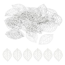 44mm Leaf Pendants, 50 Pack Metal Tree Leaf Beads Leaves Charm Style 1, Nickel