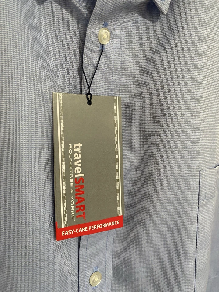 Camisa de viaje inteligente para hombre 4XB botón GRANDE hombre sin planchar AZUL NUEVA $59.50 Foto 2 de 4