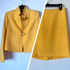 New Anne Klein Structered Yellow Skirt Suit Sz 4