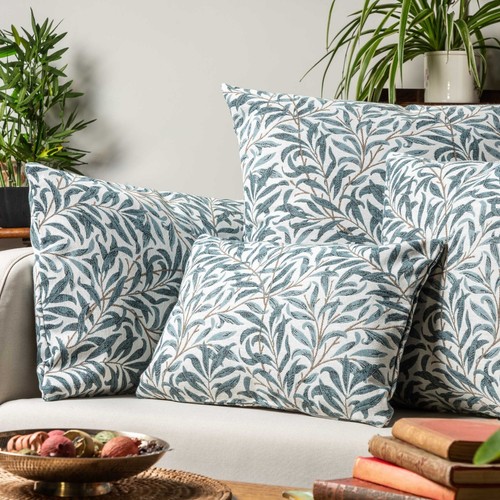 Willow Branch Tapestry Extra-Large Cushion. Duck Egg Blue Morris Style. 23x23" - Picture 4 of 4