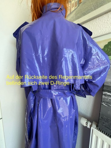 Lila Regenmantel Friesennerz PVC Mantel Ölzeug Rubber Gummi Raincoat Gummimante - Bild 5 von 12