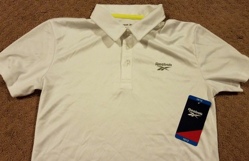 NEW Reebok Youth Boys Solid White Short Sleeve Polo Shirt Size 10/12 - Picture 2 of 3