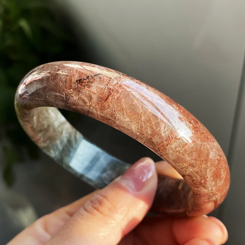 60.8mm Natural Red Copper Green Rutilated Quartz Crystal Bangle AAAA - Image 3 of 4