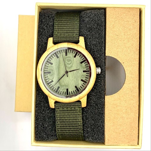 Wooden Wristwatch Wood Bamboo Analog Green Unisex - Picture 9 of 9