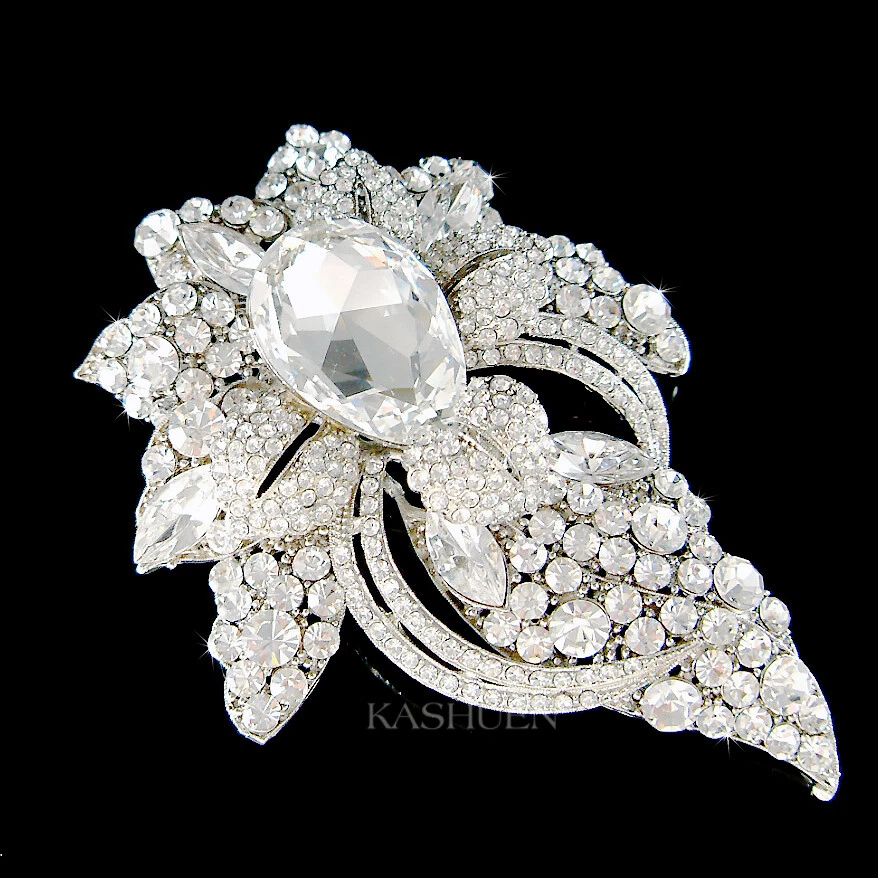 Énorme Fleur Floral Avec Cristal Swarovski Broche Mariage Broche Mariée  Bijou