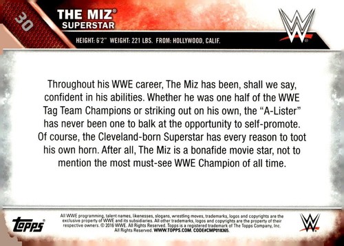 2016 Topps WWE base and inserts, bronze, silver - pick your card PYC - Picture 50 of 466