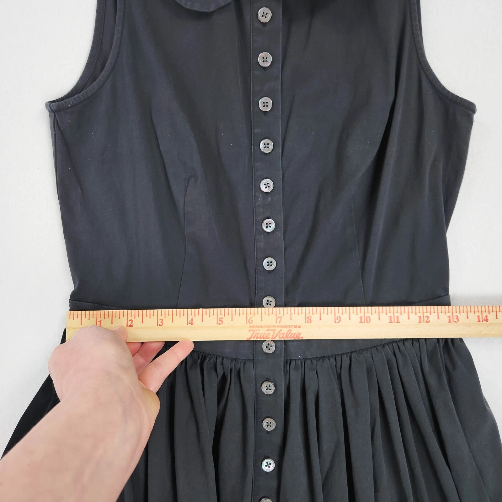 Abito Michael Kors donna 2 lavati nero linea A senza maniche bottoni plissettato davanti