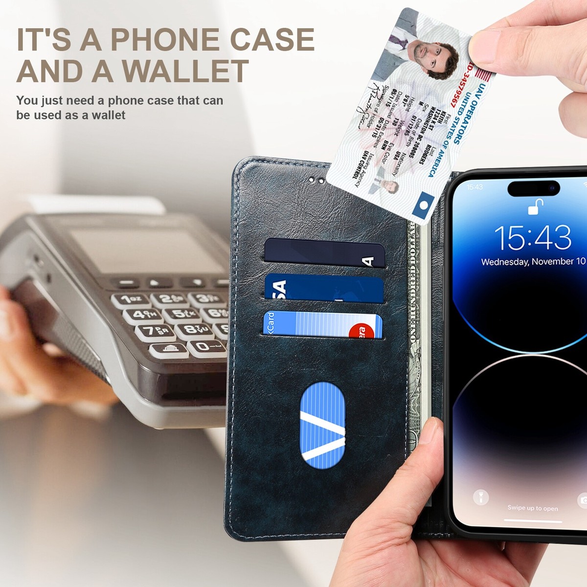 For iPhone 16E 15 Plus 14 Pro 13 Luxury PU Leather Folding Wallet Soft Case  | eBay