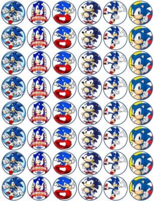 48 x 3 cm Sonic The Hedgehog Essbare Oblate Papier Cupcake/Fee Kuchen Topper