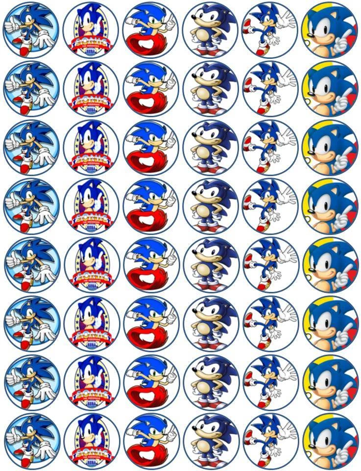 48 x 3cm Sonic The Hedgehog Edible Wafer Paper Cupcake/Fairy Cake Toppers