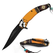 8.25" DARK FANTASY BLADES EDC FOLDING POCKET KNIFE w/ POCKET CLIP & BEAD LANYARD