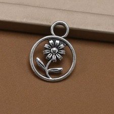 925 STERLING silver 20" chain necklace FLOWER DAISY CHARM DAINTY female free box