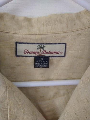 Tommy Bahama Men's Size Medium Shirt 100% Silk Gold Short Sleeve Button Up - Picture 3 of 8