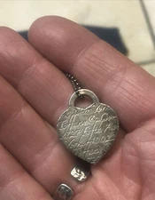 Tiffany & Co. Sterling Silver New York Notes Heart Necklace Excellent