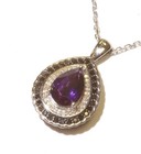 New 925 sterling silver .38ct black white diamond amethyst pendant necklace 5.9g — photo 2