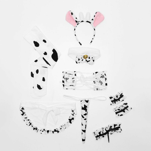 US Womens Cute Anime Cow Cosplay Costume Bikini Lingerie Set Role Play Sleepwear - Picture 16 of 38