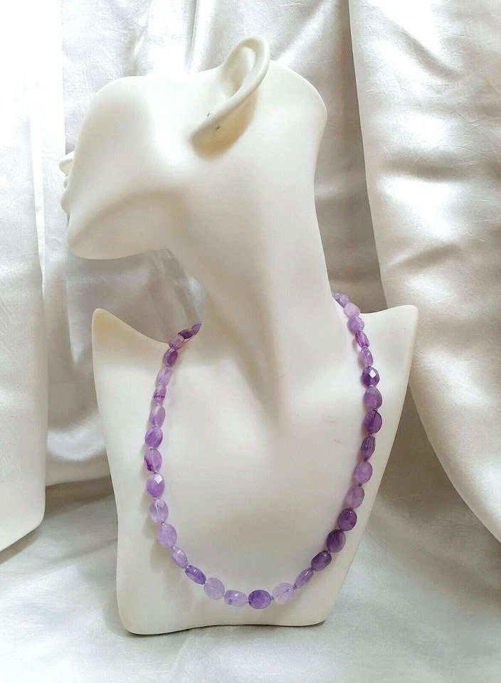 BELLISSIMO GIROCOLLO DI AMETISTA SFACCETTATA, CHIUSURA ARGENTO 925. - Immagine 3 di 4