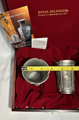 RARE! ROYAL SELANGOR PEWTER PAIR OF FOUR SEASONS COLLECTION CUPS