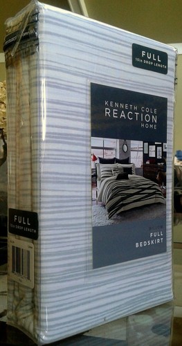 Kenneth Cole Reaction Home Willow 15" Drop grau Streifen cremefarben voller Bettrock neu mit Etikett - Bild 2 von 4