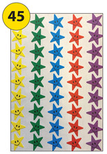 10 Sheets of COLOURED PAPER SMILEY FACE STAR Size. 13mm 45 Per Sheet (450 Total)