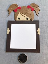 HANDMADE Paper Die Cut 1Girl w/ Frame  / Card Embellishment