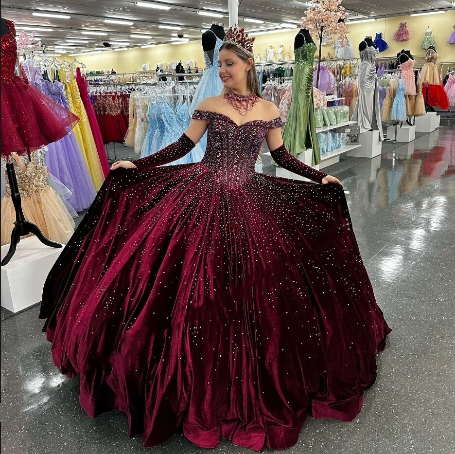 long sleeve burgundy quinceanera dresses Ball Gown Long Sleeves Burgundy Satin Beads Prom Dress with Appliques Quinceanera  Dress KPP0721 sold by Kateprom on Storenvy