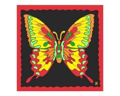 Vintage Magic- Flame Butterfly- 36'' x 36'' (Black)- Rice Silk- Silk King Studios
