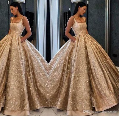gold sequin ball gown