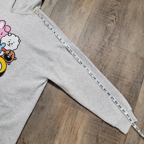 BT21 BTS Grey Graphic Hoodie Sweatshirt Size Medium Oversized Cute Kpop Army - Picture 8 of 11