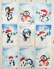 9 Christmas Penguins Handmade Journal Cards Scrapbooks Junk Journals Crafts