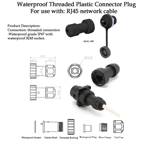 D-Type Data module Socket Round With Cover Dustproof, waterproof Black/Silver - Picture 11 of 32