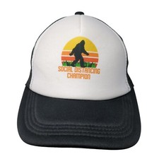 Social Distancing Champion Bigfoot Snapback Trucker Hat Black One Size